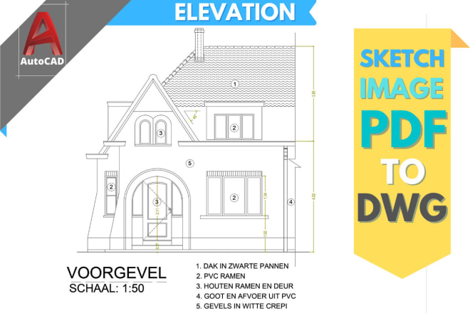 I will create any sketch or image or pdf to dwg