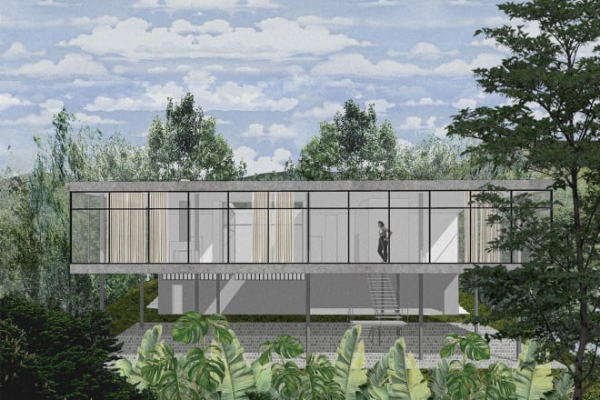 I will create architectural illustrations using digital collage