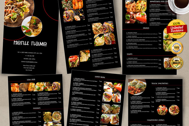 I will create attractive fast food menus