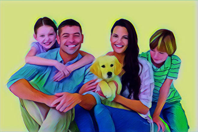 I will create cartoon portrait with your family,pet or couple