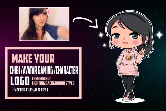 I will create chibi avatar gaming anime character logo for twitch