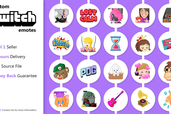 I will create custom emotes or custom emojis for twitch or youtube