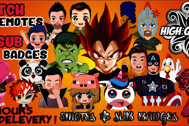 I will create express custom emotes, sub badges in bulk