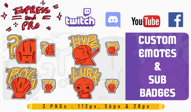 I will create express pro custom emotes and sub badges