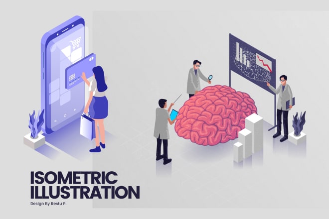 I will create isometric flat design illustration