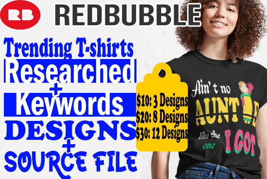 I will create redbubble t shirt designs with keywords research