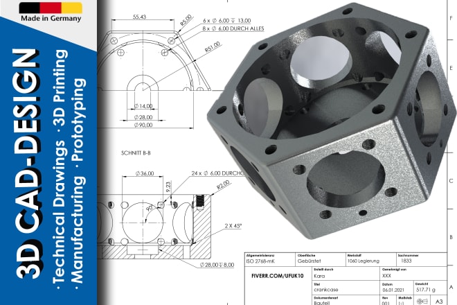 I will design 3d cad model, technical drawing, mechanical design