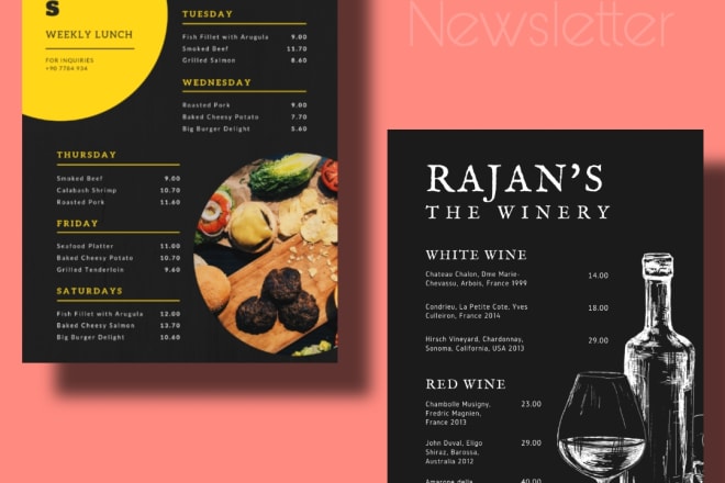 I will design a digital recipe, menu card and flyer