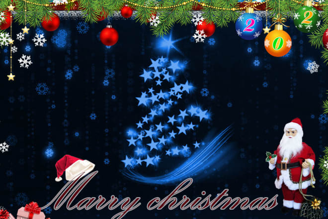 I will design a magic christmas card