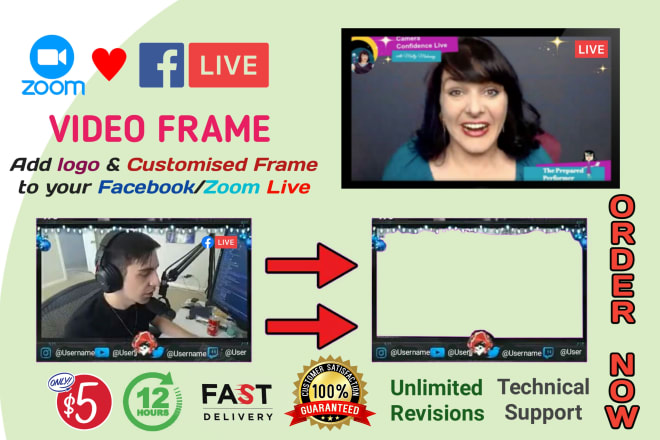 I will design a professional video frame for facebook live or zoom