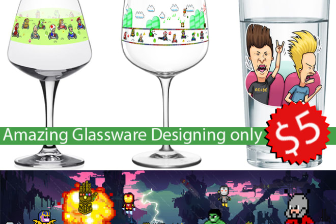 I will design amazing custom artworks for glassware beer glass wine glass