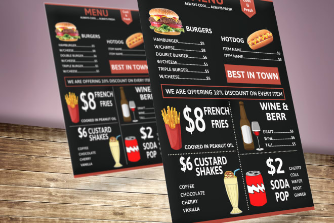 I will design amazing restaurant menu