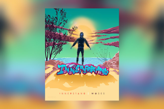 I will design an album cover in cartoon style