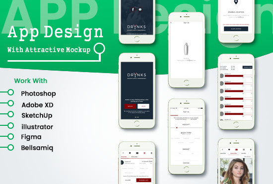 I will design app UI mockup and wireframe or prototype in xd or photoshop