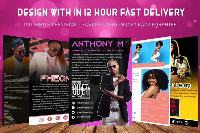 I will design artist press kit, media kit, epk, one sheet