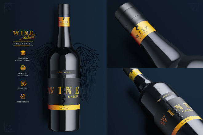 I will design bottle label with mockup