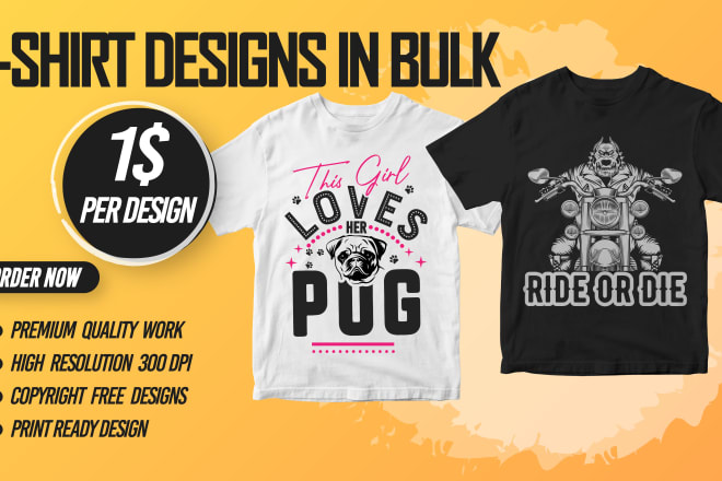 I will design bulk tshirts for merch and pod websites