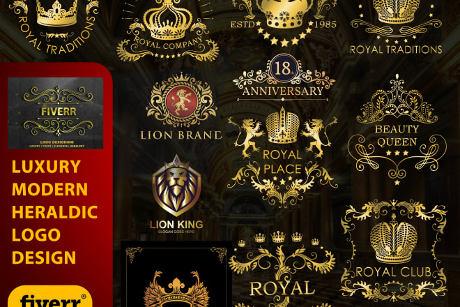 I will design crest heraldry family coat of arms heraldry luxury royal logo
