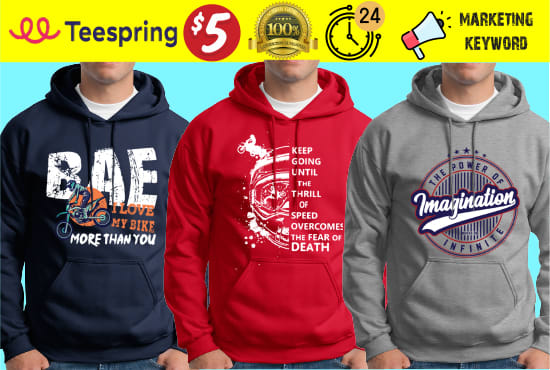 I will design custom typography hoodies t shirts for your clothing brand