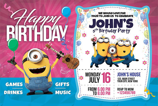 I will design customized birthday invitation cards