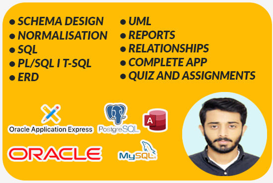 I will design database, sql query mysql sql server access and database sql task