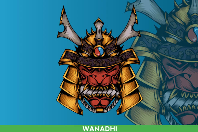 I will design hand draw samurai logo tattoos ilustration