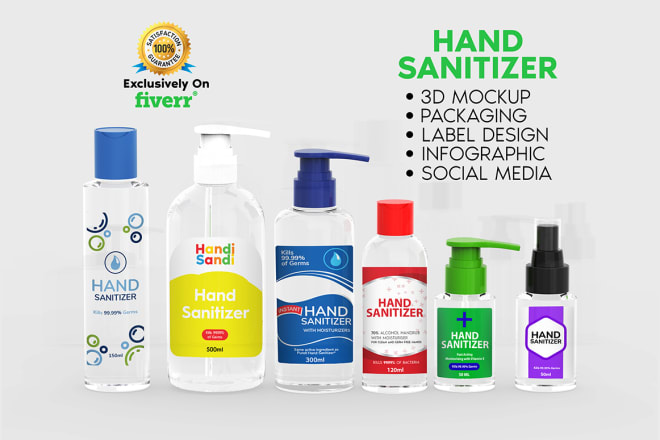 I will design hand sanitizer bottle packaging