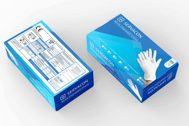 I will design mask box, sanitizer bottle label, hand gloves design