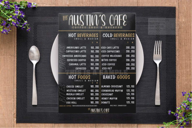 I will design modern, attractive professional menu cards