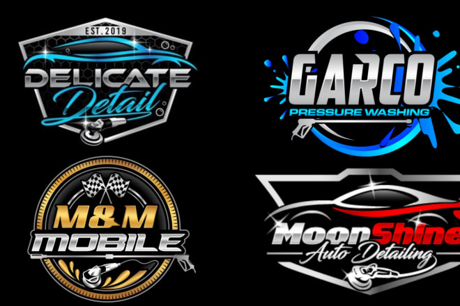 I will design modern car detailing and car wash service logo