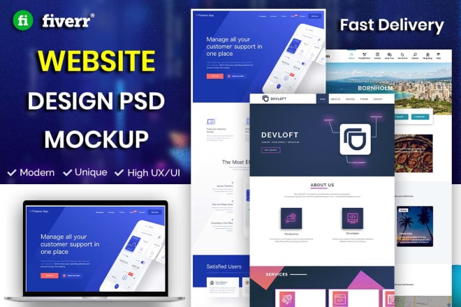 I will design modern PSD website, web template or psd mockup