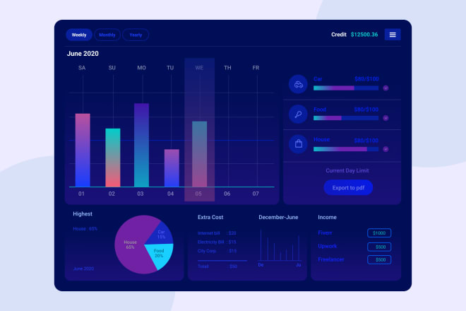 I will design professional web app ui, dashboard UI design