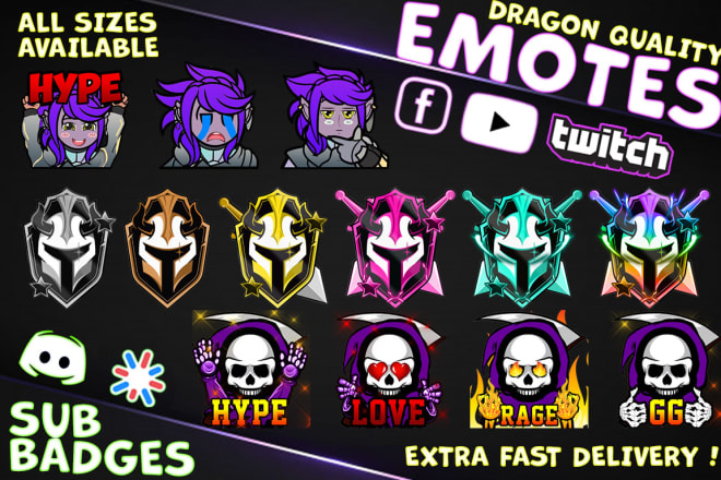 I will design twitch emotes,twitch badges, twitch sub badges