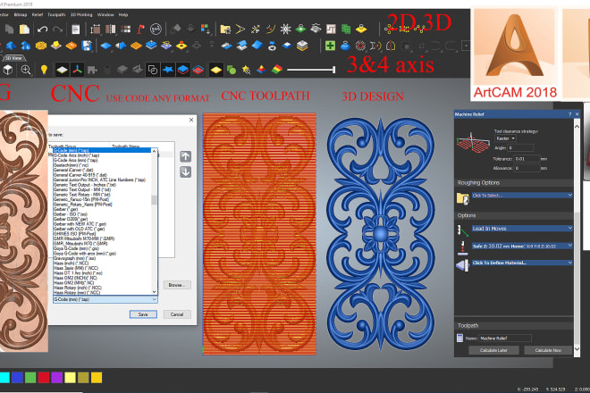 I will do 2d 3d design any type for cnc programing 3 axis 4 axis
