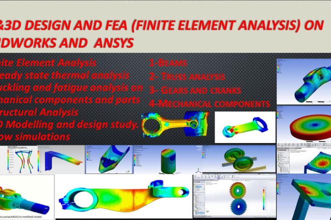 I will do 3d designing and finite element analysis fea on solidworks and ansys