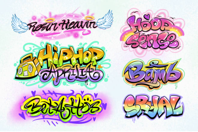 I will do 80s 90s airbrush graffiti design