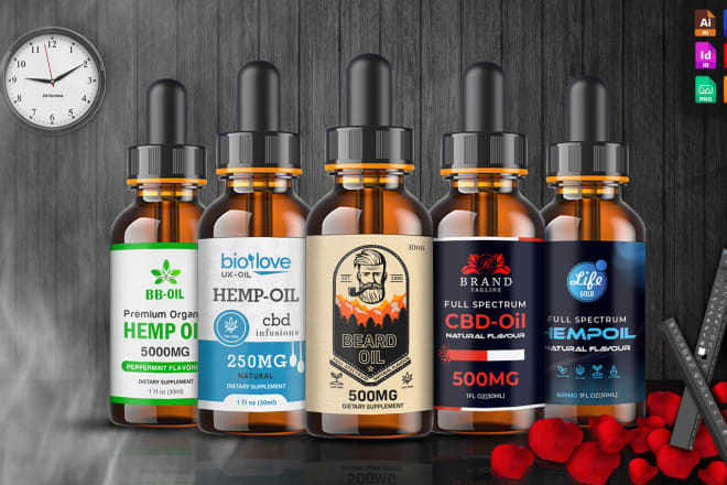 I will do cbd label design, cbd oil label and bottle label design
