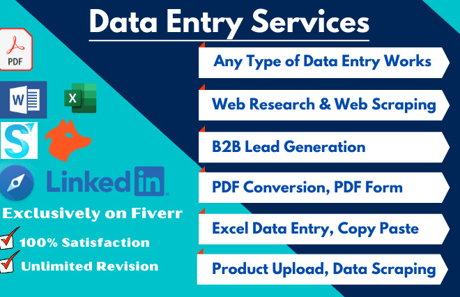 I will do data entry, data scraping, copy paste and typing jobs