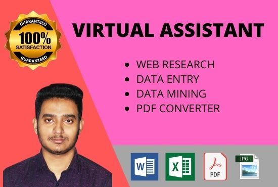 I will do data entry, web research, virtual assistant and typist