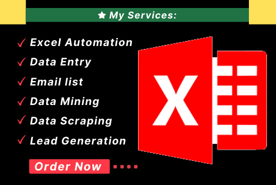 I will do excel data entry, web scraping, mining, list or find emails address