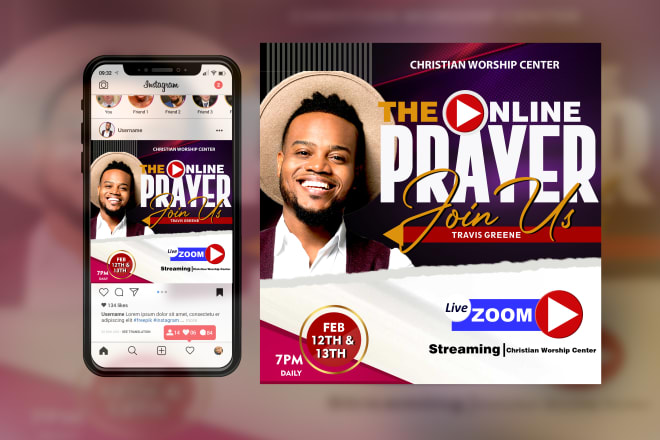 I will do instagram, fb, online, social media flyer, church flyers