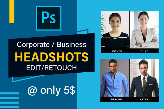 I will do photoshop business headshot portrait for corporate