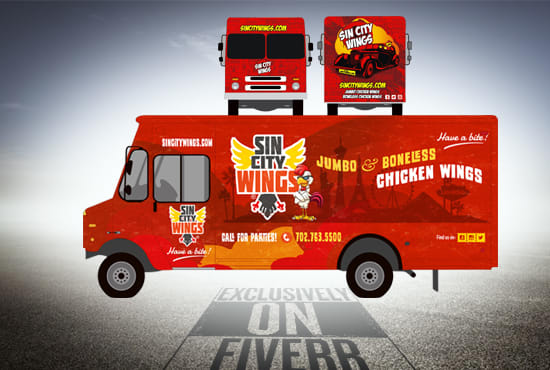 I will do professional trailer, food truck wrap design