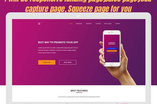 I will do responsive landing page,sales page,lead capture page, squeeze page for you