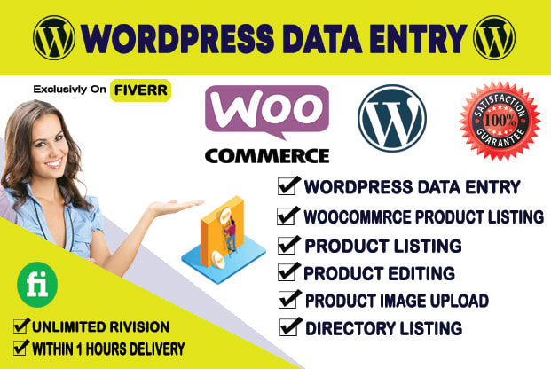 I will do wordpress data entry and woocommerce product listing