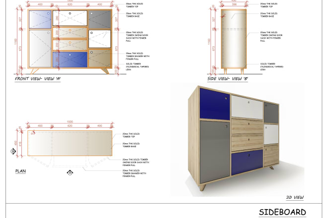 I will draft and 3d model your furniture design ideas