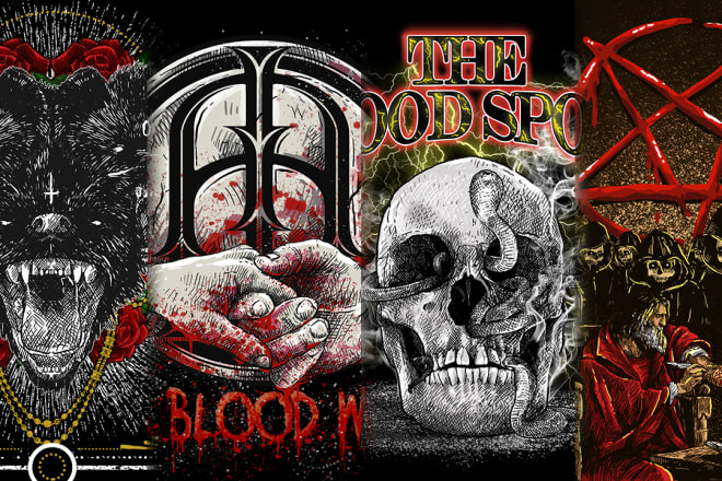 I will draw a detailed dark art rock gothic illustration