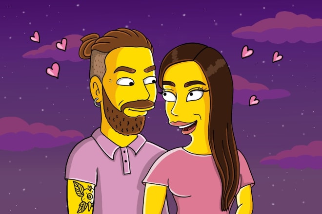 I will draw a portrait in the simpsons style