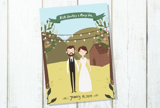 I will draw a wedding invitation card