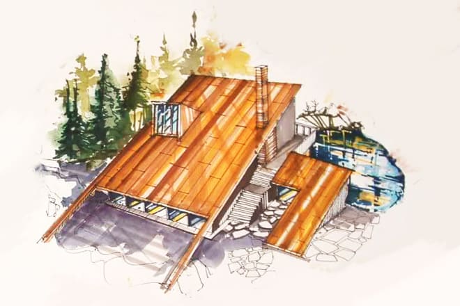 I will draw architectural hand sketch building or house you love with pencil and marker